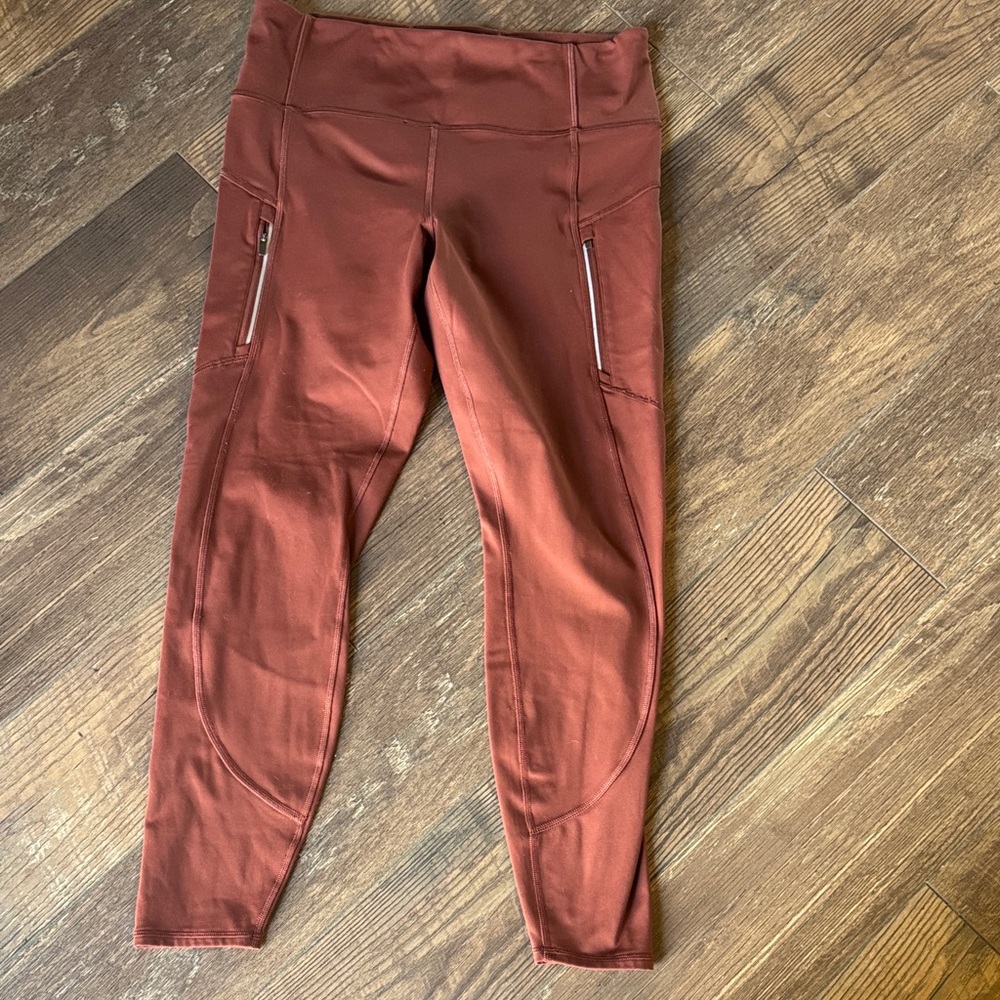Athleta Rainier Tight Rust Red High-Waisted Leggings, Large